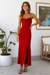 Jimiss layered neckline thin shoulder straps side slits long Prom dress