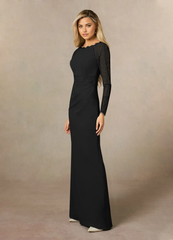 Sheath Long Sleeve Lace Black formal dresses evening dress Mother of the Bride Dresses