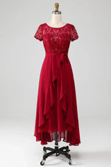 Sparkly Sequin Asymmetrical Mother of Bride Dress with Appliques