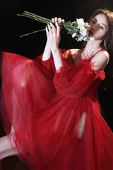 Cute Puff Sleeve Tulle Short Prom Dresses, A-Line Party Dresses