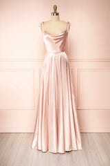 Simple Satin Long Prom Dresses, A-Line Formal Evening Dresses