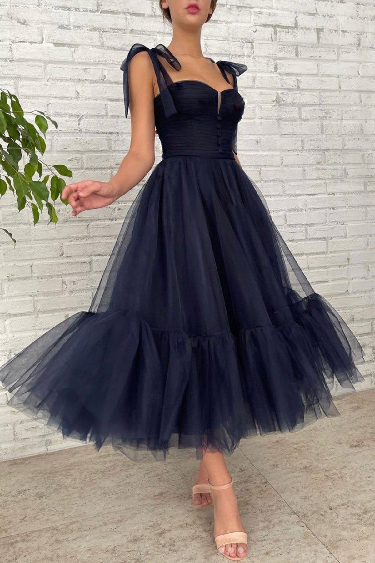 Blue Tulle Short Prom Dresses, Cute A-Line Homecoming Party Dresses