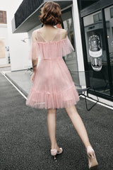 Pink Tulle Short Prom Dress, A-Line Party Dress