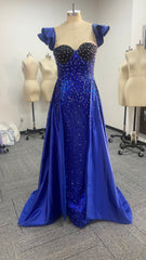 33834 - A-Line Cap Sleeves Strapless Rhinestone Prom Formal Dress