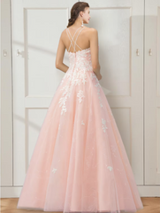 Prom Dresses Floral Dress Masquerade Floor Length Sleeveless Strap Tulle Crisscross Back with Embroidery