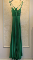 Green A Line Pleated Long Prom Dresses J2657