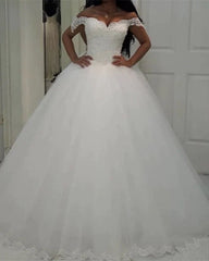 2024 Lace Off Shoulder Cheap Wedding Dress Appliques