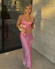 Sheath Spaghetti Straps Pink formal dresses Bridesmaid Dresses evening gown Prom Dress