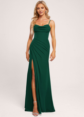 Trumpet Mermaid Hood Ruffle Floor Length Chiffon Bridesmaid Dress