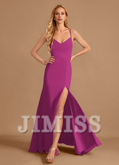 Horn/Tail V-neck and Ground Chiffon Bridesmaid Dress