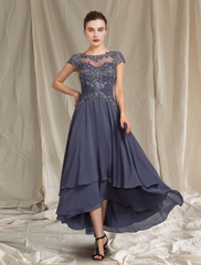 A-Line Mother of the Bride Dress Wedding Guest Vintage Plus Size Elegant V Neck  Satin Sleeve with Pleats