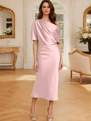 Tight fit/straight cut off shoulder mother of the bride dress