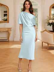 Tight fit/straight cut off shoulder mother of the bride dress