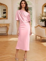 Tight fit/straight cut off shoulder mother of the bride dress