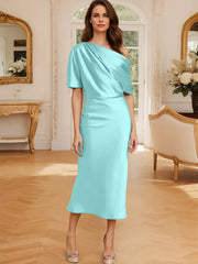 Tight fit/straight cut off shoulder mother of the bride dress