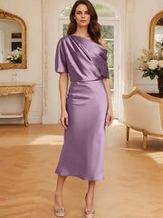 Tight fit/straight cut off shoulder mother of the bride dress