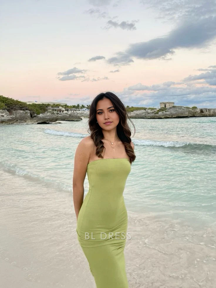 Sheath Sexy Strapless Green formal dresses Bridesmaid Dresses evening gown Prom Dress