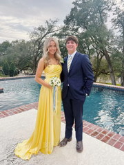 Sheath Strapless Yellow Long formal dresses Bridesmaid Dresses evening gown Prom Dress