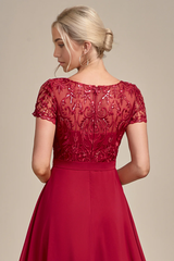 Sparkly Asymmetrical Sequin Mother of Bride Dress with Appliques