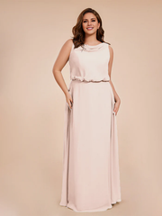 Wind neck chiffon plus size and floor length bride dresses