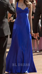 A Line Sweetheart Satin Royal Blue formal dresses Bridesmaid Dresses evening gown Prom Dress