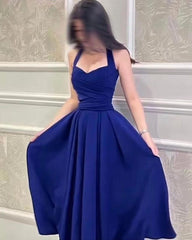 Halter Royal Blue A Line Prom Dress Homecoming Dress J2727