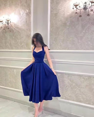 Halter Royal Blue A Line Prom Dress Homecoming Dress J2727