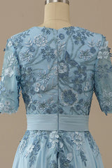 A-line V Neck Mother of Bride Dress with Appliques