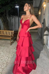 A Line Spaghetti Straps Sleeveless Satin Ruffles formal dresses Bridesmaid Dresses evening gown Prom Dress