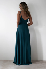Thin shoulder strap with open back and floor length Prom Dress - Jimiss Dress
