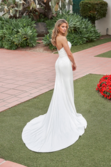 Strapless collar tight fitting corset slim fit flared and floor length wedding dress