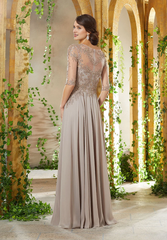 Mesh embroidery chiffon and floor length mother of the bride dress