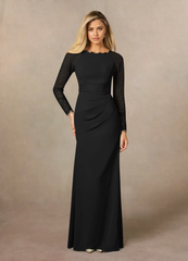 Sheath Long Sleeve Lace Black formal dresses evening dress Mother of the Bride Dresses