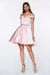 Beautiful satin short off shoulder Homecoming Dresses