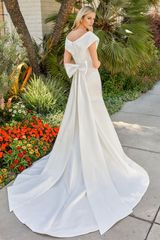 Mermaid satin butterfly condensation back and floor length wedding dress