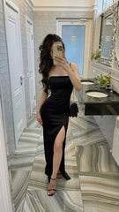 Black Prom Dresses, Evening Party Dress With Slit