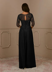 A-shaped spoon lace mesh mother of the bride dress