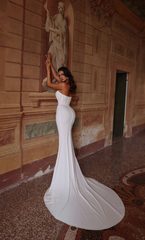 Strapless straight tube backless tight corset with slit for wedding dresses