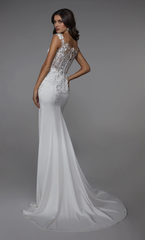 Perfect satin off shoulder slim fit trumpet shaped transparent lace tight corset wedding dresses