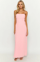 Jimiss - Square neckline sleeveless thin shoulder strap back zipper Maxi length prom dress
