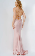 Mermaid pendant straight neck thin shoulder strap and floor length evening dress
