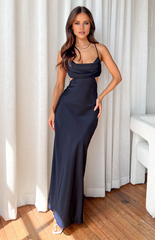 Jimiss collar neckline thin shoulder strap backless satin long Prom dress