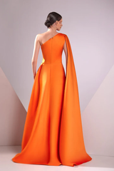 A-line evening gown elegant formal and floor length sleeveless single shoulder pocket satin pleated 2025 gowns evening dresses