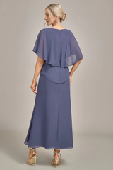 Stormy Sheath Spoon Tea Chiffon Bridal Mother Dress