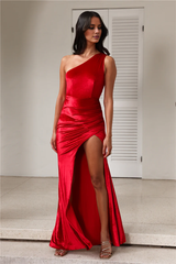 Jimiss shoulder collar with side slit and floor length Prom dress