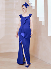 Lotus leaf edge slit, lotus leaf edge tight fit, mother of the bride dress