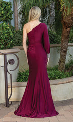 Beaded cuffs one sleeve long formal and floor length dress