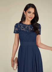 A-Line Scoop Sequins Chiffon Dark Navy formal dresses evening dress Mother of the Bride Dresses