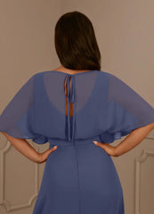 A-Line V-Neck Pleated Chiffon Stormy Mother of the Bride Dresses