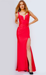 Deep V-neck sleeveless backless and floor length evening dress